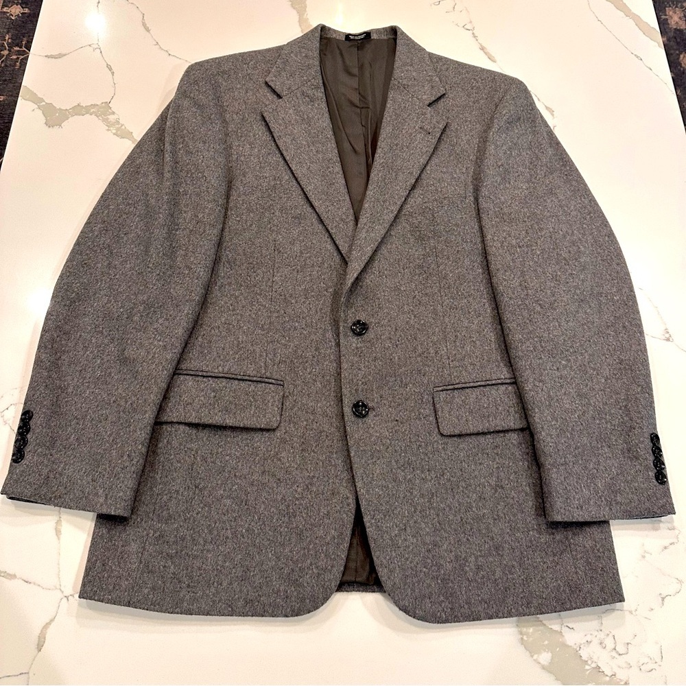 Oscar De La Renta Cashmere Wool Blazer Mens 41R Gray Sport Coat Jacket Designer